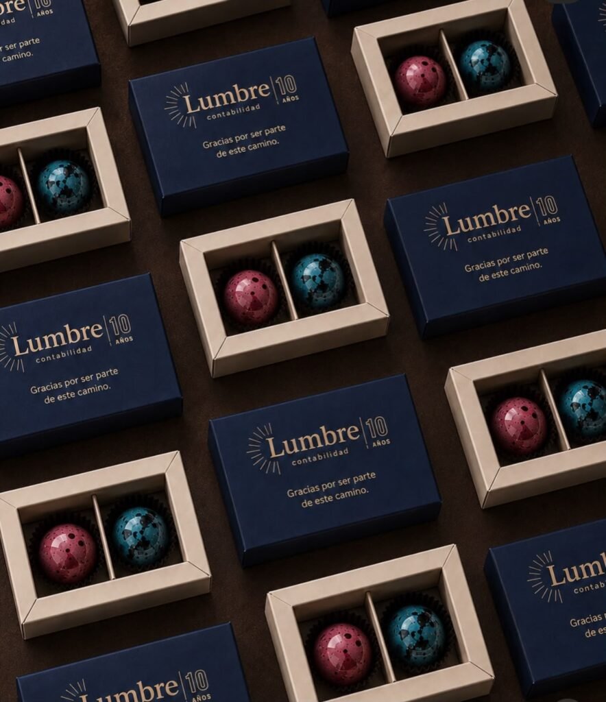 Dúo Emblema · Bombones personalizados para empresas