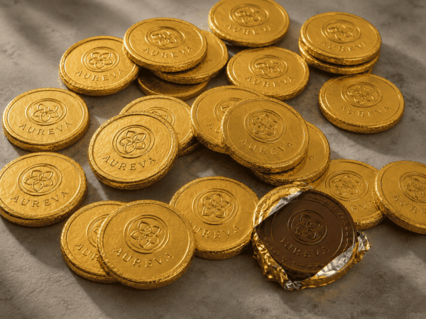 Relieve Cacao · Monedas de chocolate personalizadas para empresas