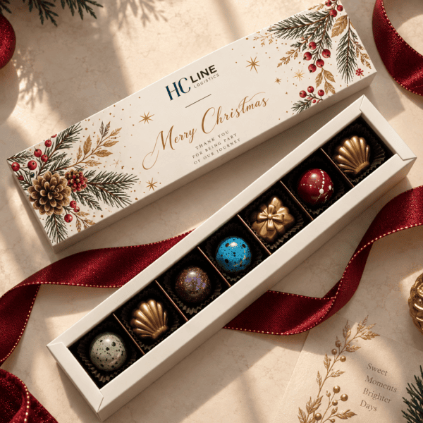 Caja de chocolates navideños elegantes(1) Noël 7 — Caja Navideña de Bombones Personalizada