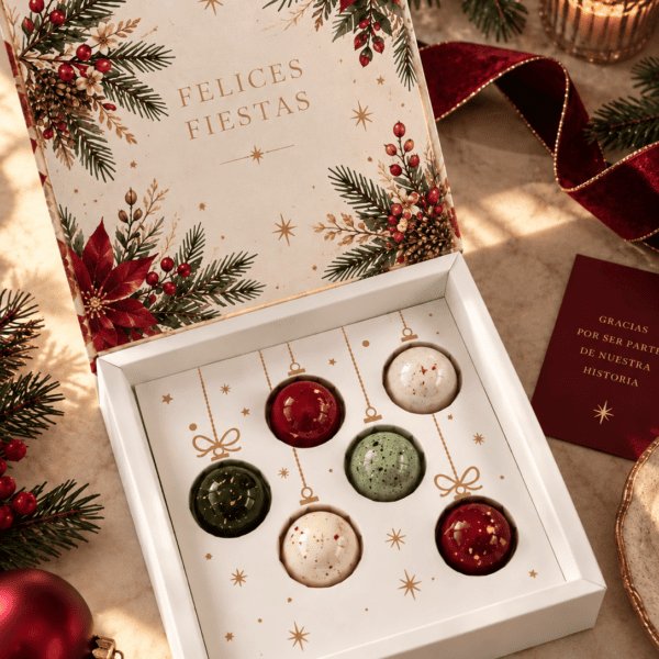 Caja de chocolates navideños elegantes(2) Éclat de Noël — Bombones Navideños Personalizados para Empresas