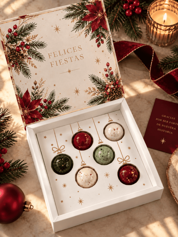 Caja de chocolates navideños elegantes(2) Éclat de Noël — Bombones Navideños Personalizados para Empresas