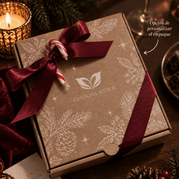 Regalo navideño personalizable en caja kraft Cosecha de Navidad — Caja Navideña de Vino y Miel Personalizada