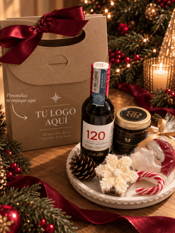 Regalos gourmet navideños con encanto Dulce Navidad — Bolsa de Regalo Navideño Personalizada