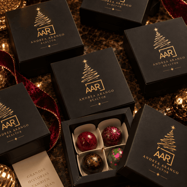 Regalos navideños de lujo AAR Sello 4 navidad· Bombones personalizados para empresas