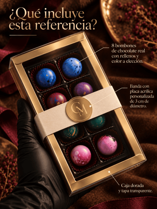 Caja golden 8 Bombones de Chocolate | Regalo Corporativo